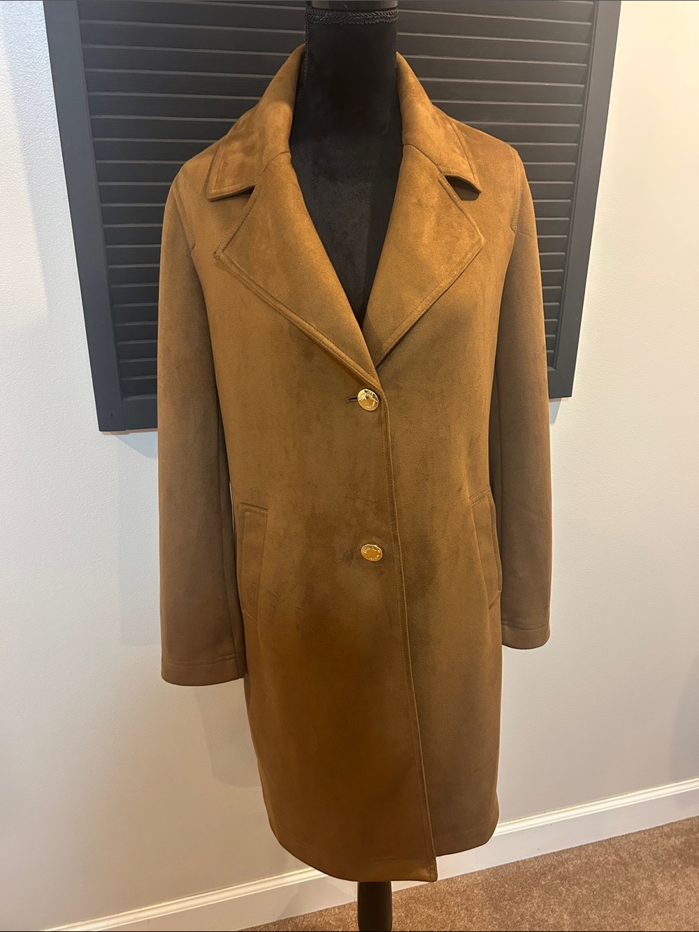 Kenneth Cole Camel Brown Suede Trench Coat